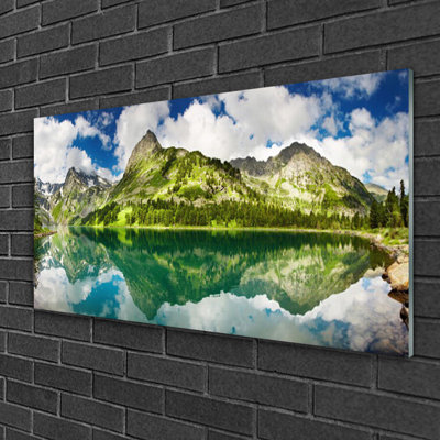 Landscape Mountain Lake 1 Piece Wall Art on Glass