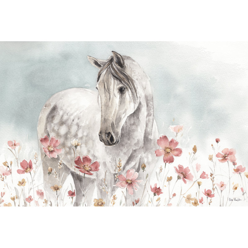" Wild Horses I ", 12" H x 18" W, Framed Print without Mat, White