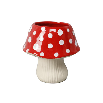 7"D Ceramic Mushroom Pot