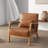 Jyrin 25.8" Wide Mid Century Upholstered Light Brown Faux Leather Solid Wood Accent Chair with an Extra Pillow-1191528635-1191528632