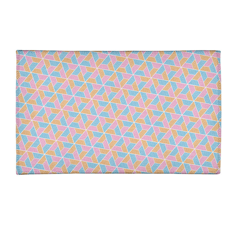 Tapis brun/bleu pâle/rose trapézoïdals sandy, Rectangle 4 pi x 6 pi