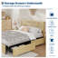 Structure de lit double avec tête de lit en rotin naturel à quatre tiroirs, lattes, support de matelas de style bohème, base en métal robuste avec bois résilient, aucun sommier tapissier requis