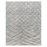 Blue Modern Wool Silk Blend Rug - 8' x 10'1"