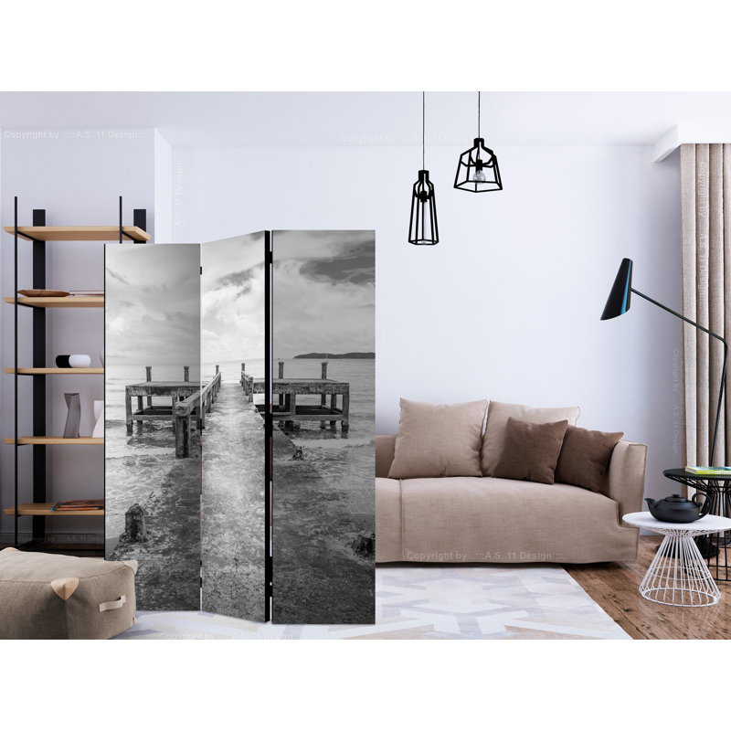 Hagit 135cm W x 172cm H 3 - Panel Solid Wood Folding Room Divider