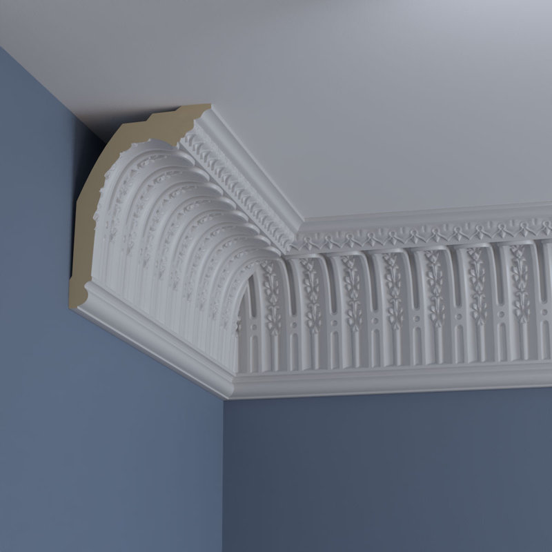 SAMPLE - Endurathane Springtime Crown Moulding, 11 3/8"H x 8 1/8"P x 13 7/8"F x 12"L, (3" Repeat)