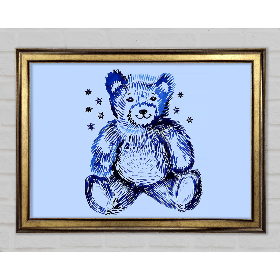 Blauer Teddybär Sterne - Druck