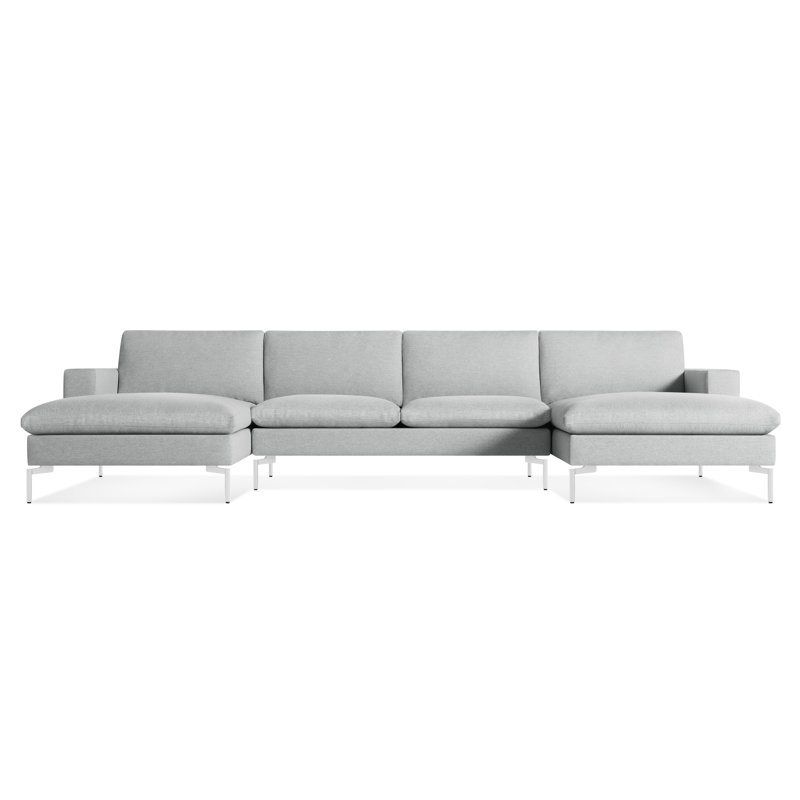 New Standard Chaise Sectional, Maharam Mode in Intaglio Crossweave, White