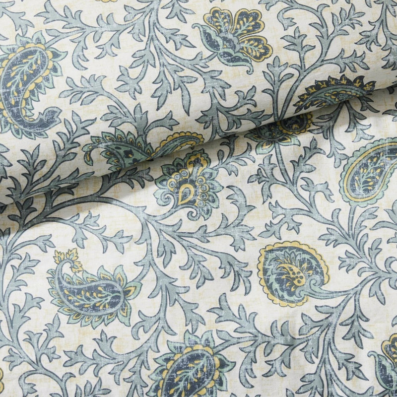 9 pièces pour chambre à coucher en coton pour grand lit - décor avec textiles imprimés et literie aube, Turquoise