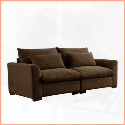 Modern 2-Seater Corduroy Sofa – Versatile Combinations for Apartment Living Room, Brown