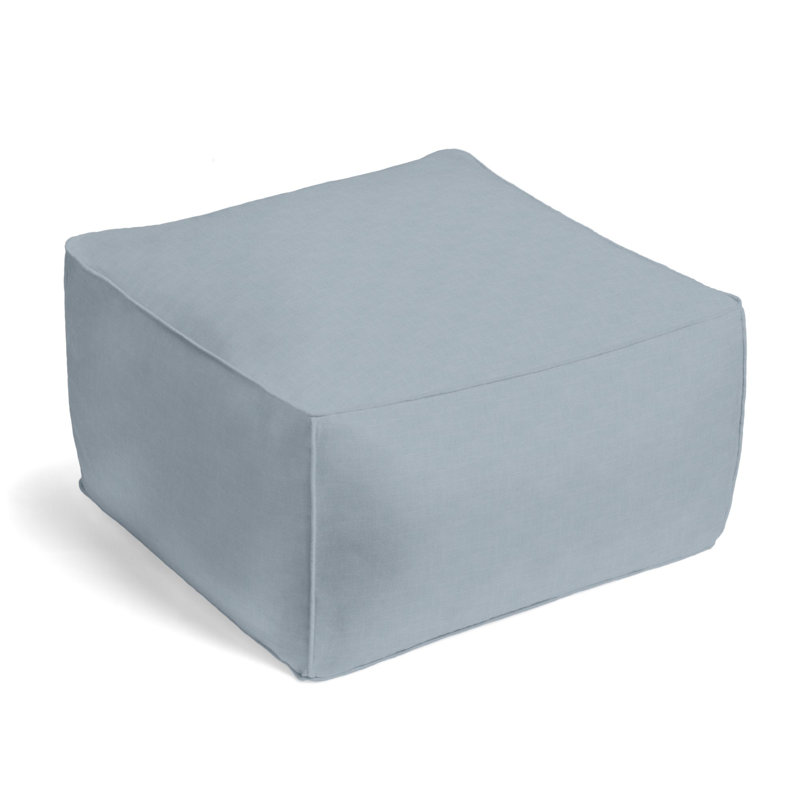 Upholstered Pouf, Dusk Linen Blend/Rayon/Viscose