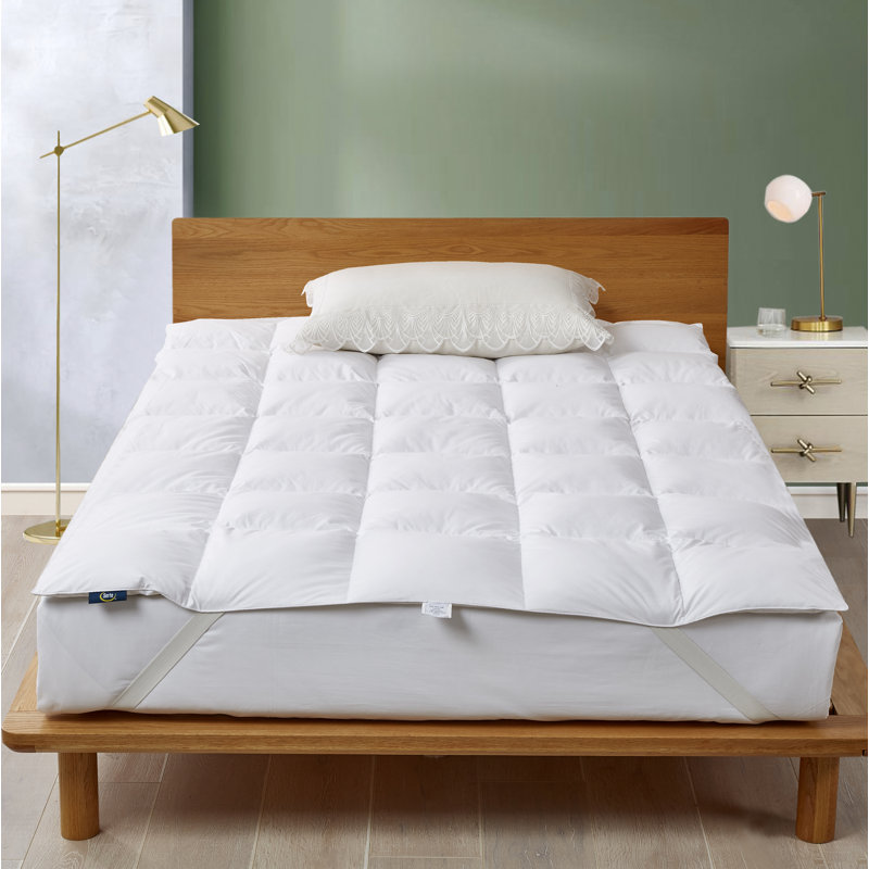 Twin White Goose Feather and Down Fiber Mattress Topper