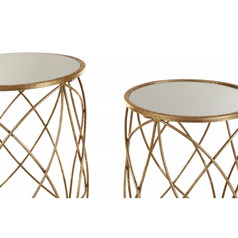 Caggiano Glass Top Frame Side Table Set