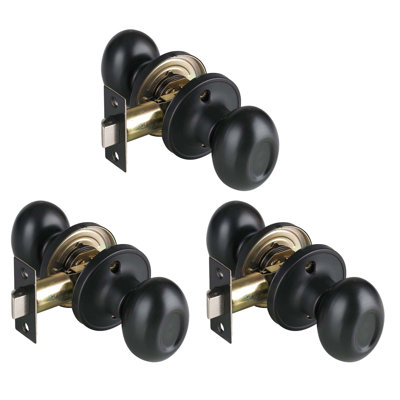 (3Pack) Hall/Closet Knob Handle Lock Antique Oil Rubbed Aged Bronze Finish Classic Passage Door Knobs Oil Rubbed Aged Bronze Interior Door For Hallway And Closet Knob  Handle Lock,692-ORB-PS-3P