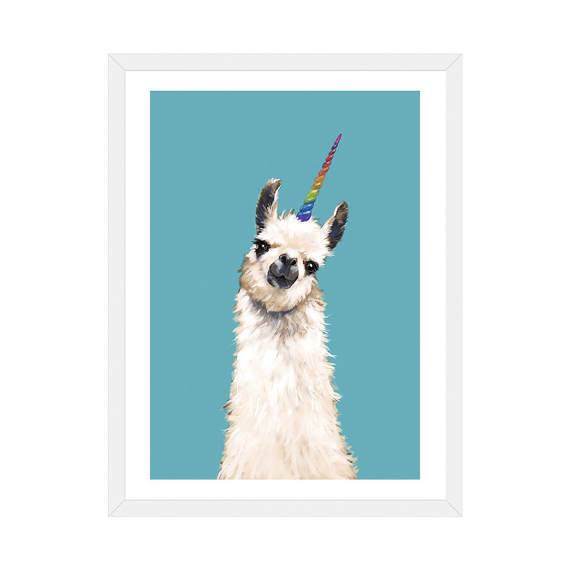 Art encadré licorne, H 32 po x l 24 po x P 1 po, Papier encadré blanc