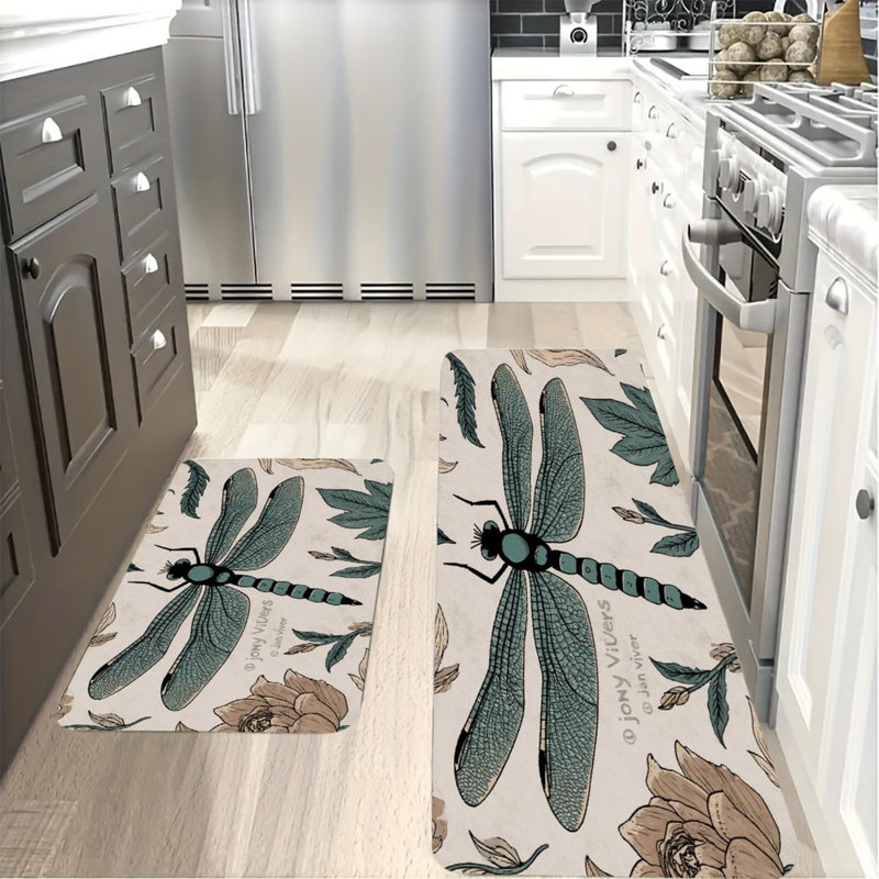 Ensemble de 2 tapis de cuisine libellules et botaniques, Libellule / Botanique