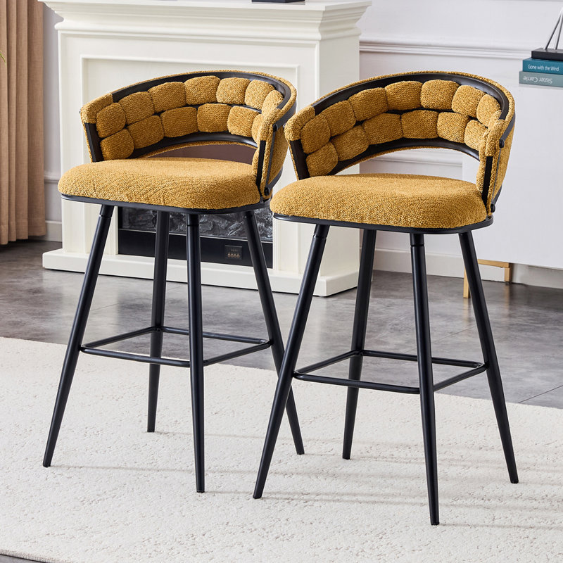 Tabourets de bar en velours, Noir, jaune