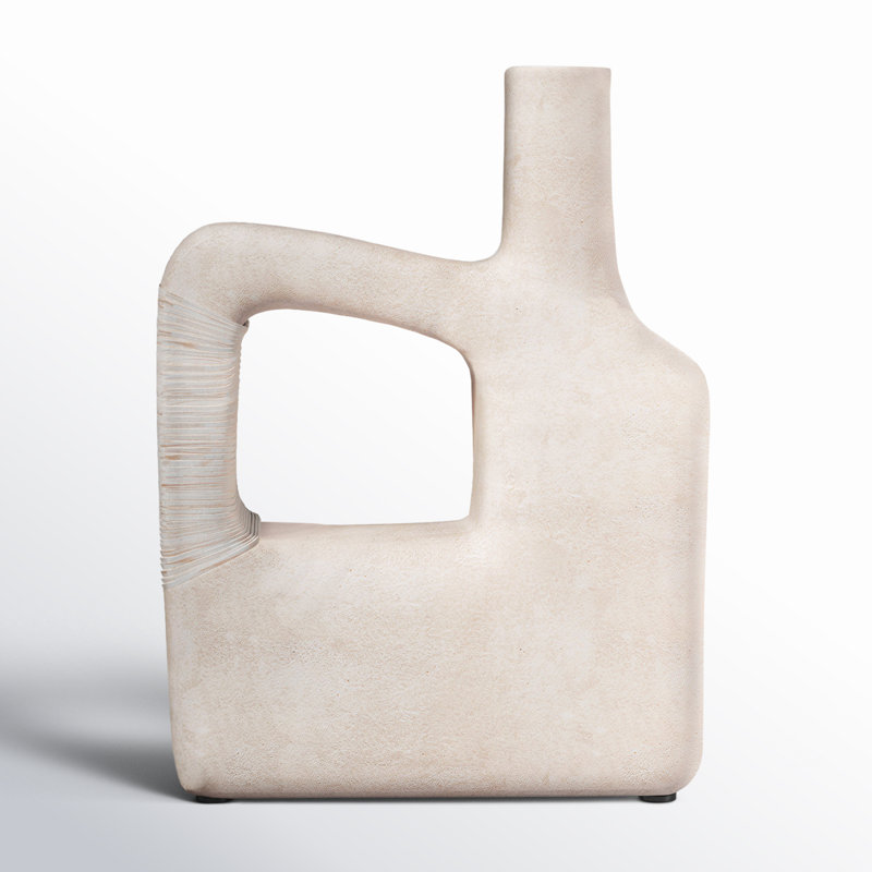 Wander Handmade Stoneware Table Vase, 13" H x 10" W x 4" D, White