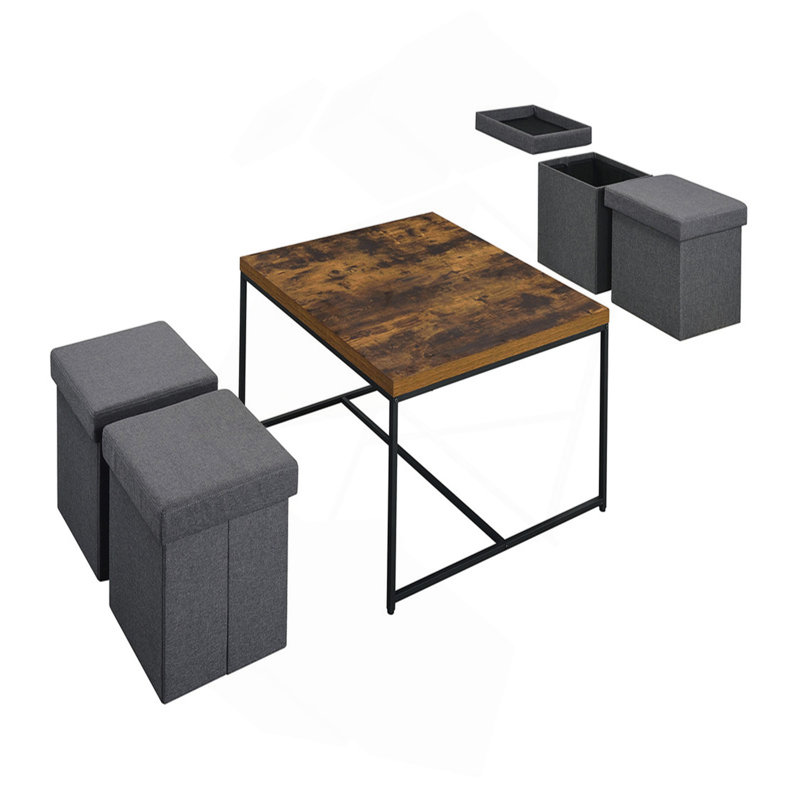 Ensemble de tables basses 5 pièces à grain de bois vieilli chêne 35 po Caterina