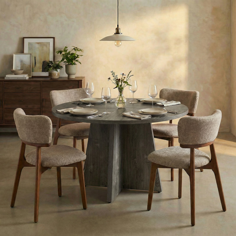 Ensemble de table de salle à manger moderne avec chaises H 32,1 po Rohun, Gris, Brun