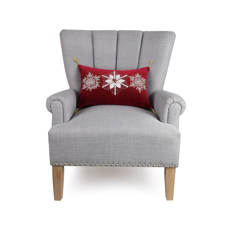 Gilded Snowflakes Red Cotton Velvet Christmas Pillow
