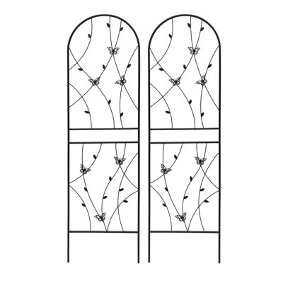 2-Pack Black Metal Garden Trellis - 71-Inch Tall Rust-Resistant Support for Climbing Roses, Clematis & Butterfly Gardens