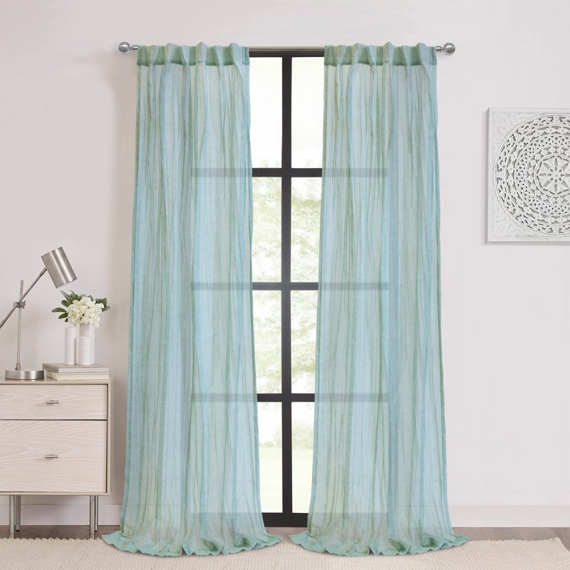 Shepardsville Sheer Curtain Single Panel, Pale Thyme, 52" W x 63" L