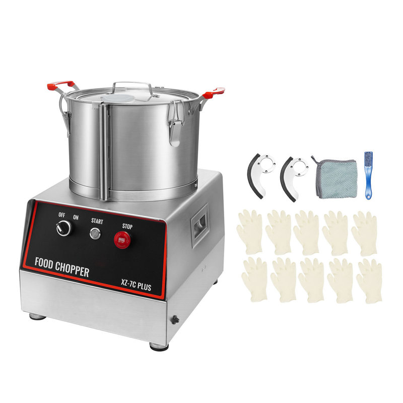 Robot culinaire et hachoir à légumes, bol de 7 litres, 750 W, en acier inoxydable de qualité alimentaire, avec 2 lames supplémentaires en forme de S, multifonctionnel pour hacher les légumes, la viande, les céréales et les noix.