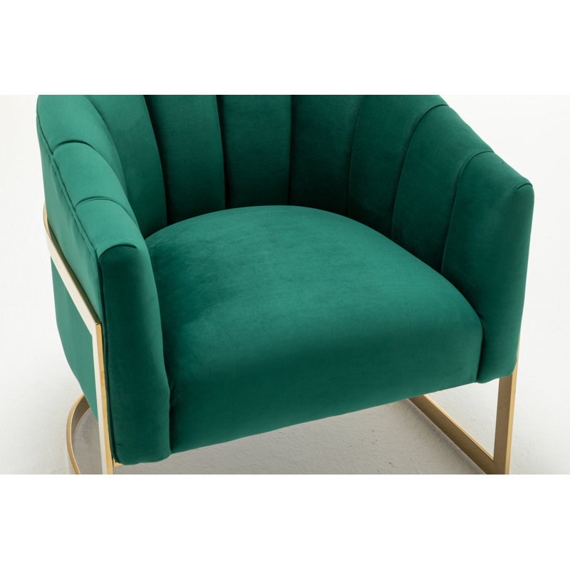 Fauteuil demi-tonneau Tellico, Velours vert