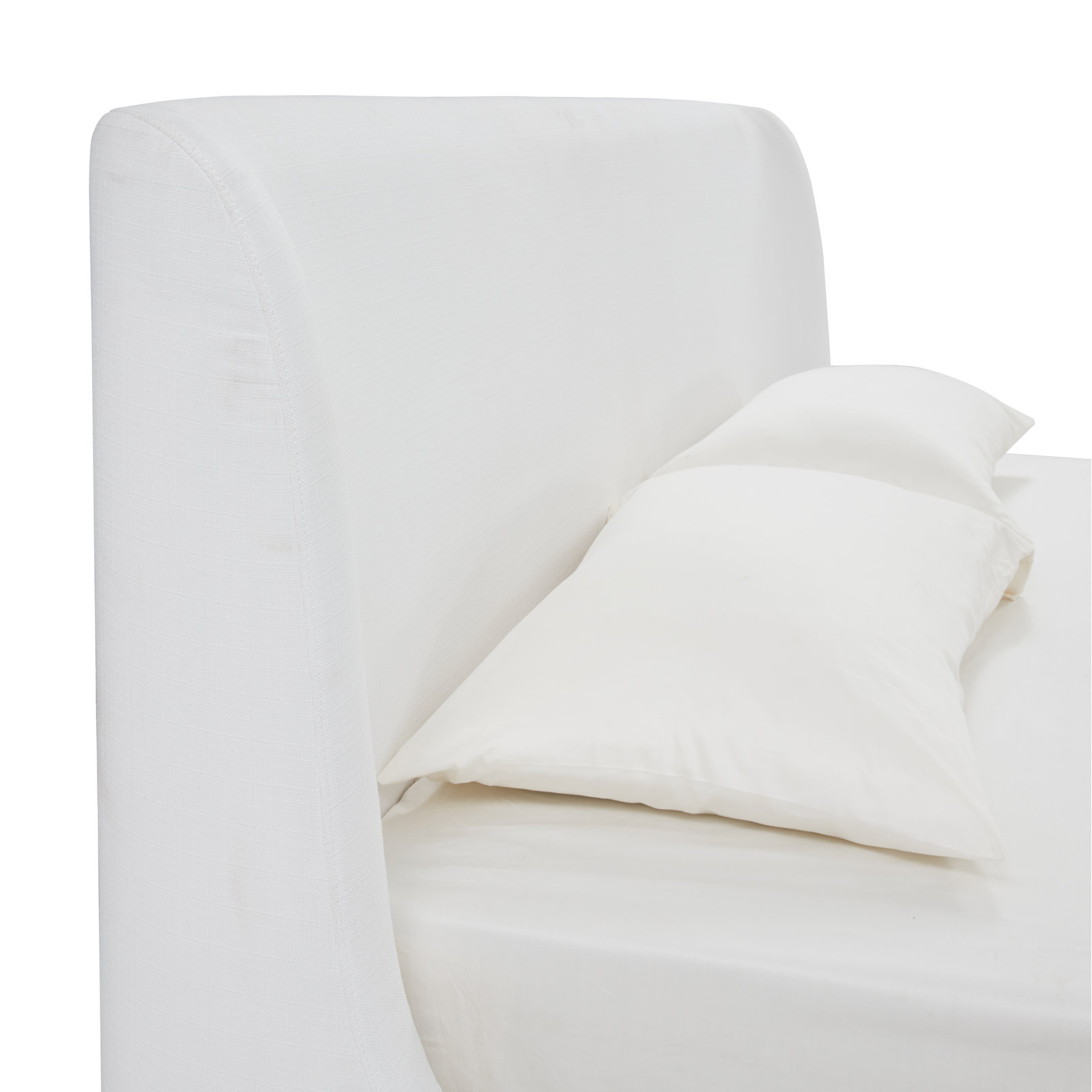 Venedy Linen Wingback Bed, Queen, White