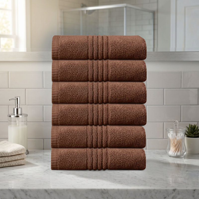 Ensemble de serviettes de salle de bain 100% coton 100% coton zéro torsion Robbs Home Weavers 500GSM, 16 po x 24 po (6) (6 serviettes à main), chocolat