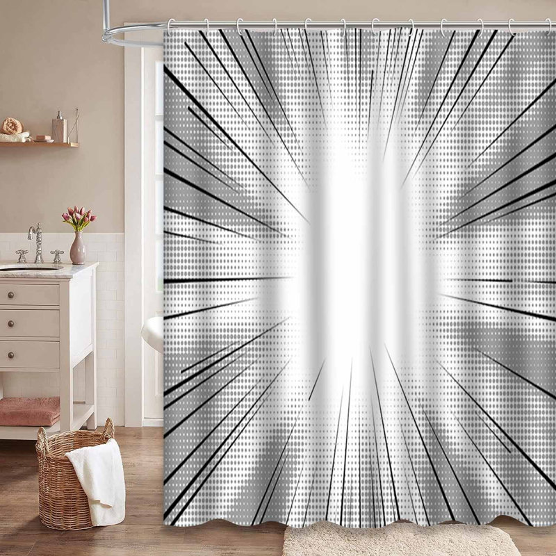 Rideau de douche avec 12 crochets Lines, L 72 po x l 78 po