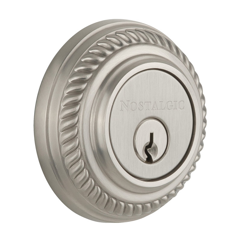 Nostalgic Warehouse Rope Rosette Double Cylinder Deadbolt, Satin Nickel