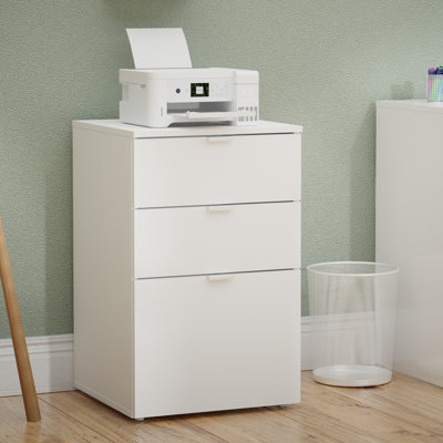 Dallas Modern 3-Drawer File Cabinet - Letter Size - White Office Storage - W15.75" - White