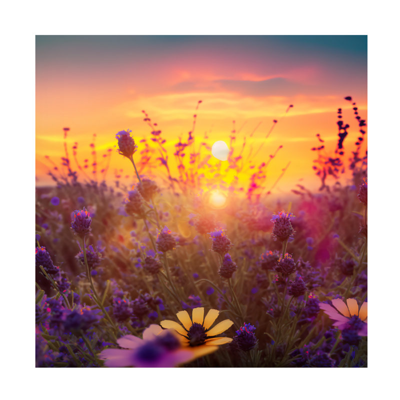 Landscape Flowering Fields 5 - Wrapped Canvas Print, H 35 po x l 35 po x P 2 po