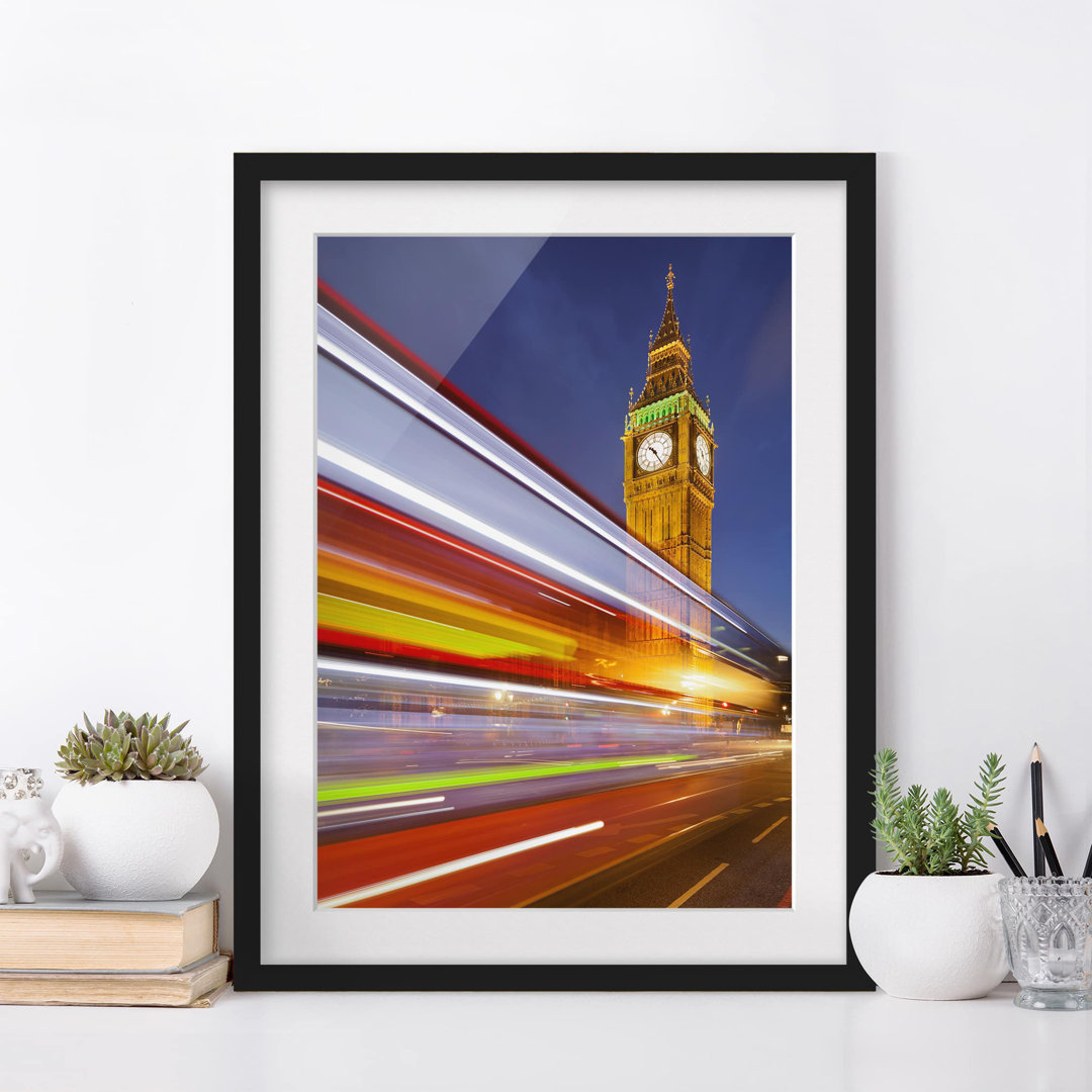 Gerahmter Kunstdruck Traffic in London von Big Ben at Night