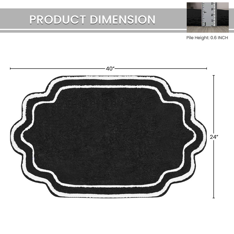 Tapis pour salle de bain Dobrinka, Noir, 24 po x 40 po (rectangulaire)
