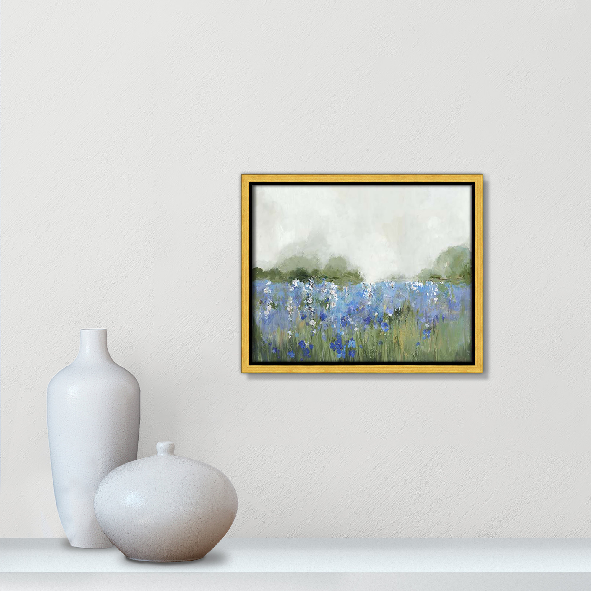 Meadows Bluebells Field by Allison Pearce, 9.5" H x 11.5" W x 2" D, Gold Framed