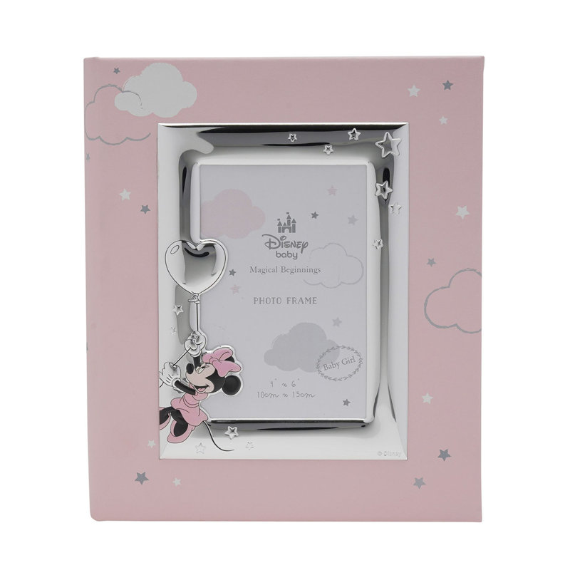 Disney Minnie Mouse With Balloon Silver Plated Album With Frame 8" x 10"