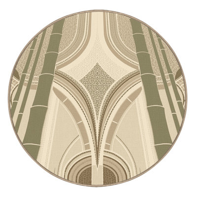 Tapis art déco en bambou doux et moelleux en bambou beige - reliure beige