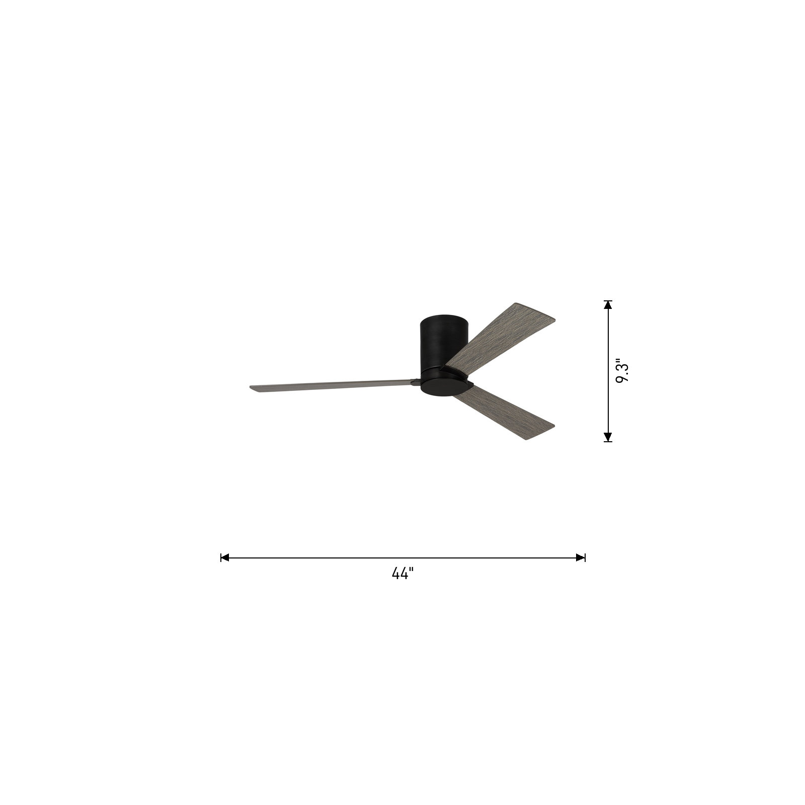 Salma 3 Blade Ceiling Fan, 9.3" H x 44" W, Light Gray Weathered Oak, Aged Pewter