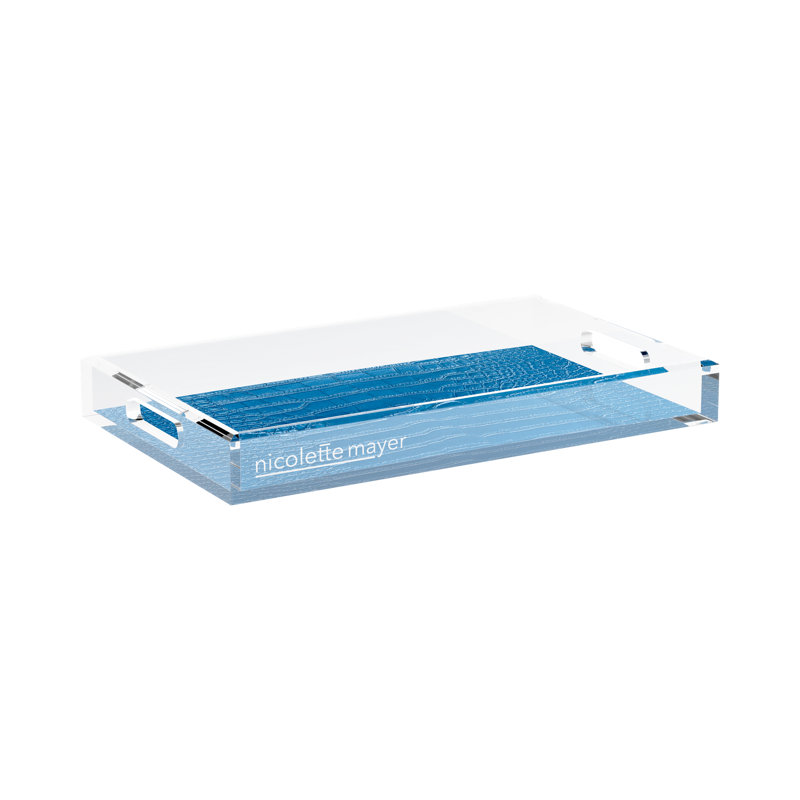 Crocodile Acrylic Rectangle Decorative Tray, 17"W x 10.5"D x 2"H, Kyoto Blue