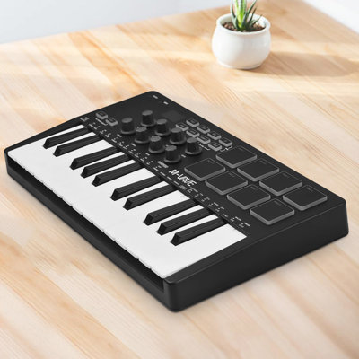 25 Mini Key MIDI Keyboard Controller, Portable MIDI Keyboard With 8 Drum Pads