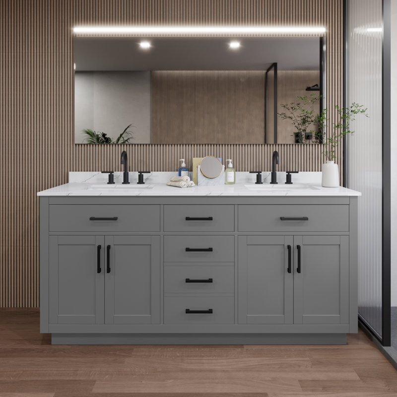 Meuble-lavabo double Beckett TK, Centre de 8 po, Noir mat, 66''