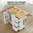 Kitchen Island With Drop Leaf Countertop, Rolling Kitchen Island Cart , Barn Door Kitchen Island Table With Storage Cabinet And Tower Rack, Island Table On Wheels For Kitchen-1390818850