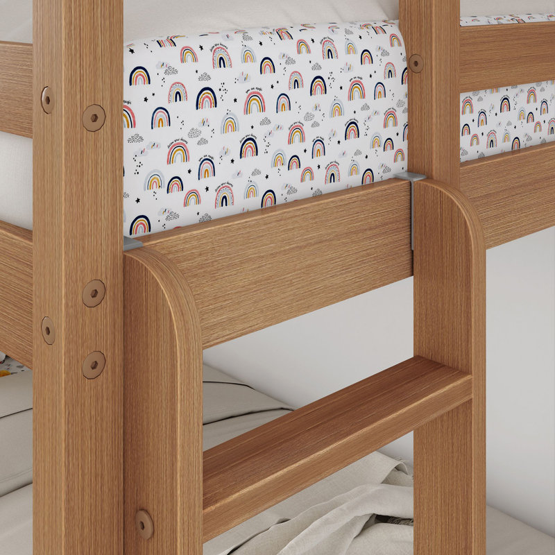 Standard Bunk Bed with Ladder on End, Twin Over Twin, Textured Pecan