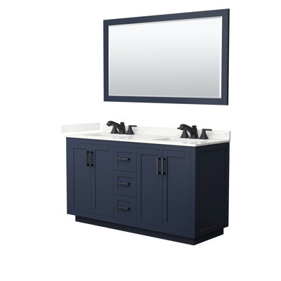 Meuble-lavabo double autoportant 60 po avec plateau en quartz Miranda