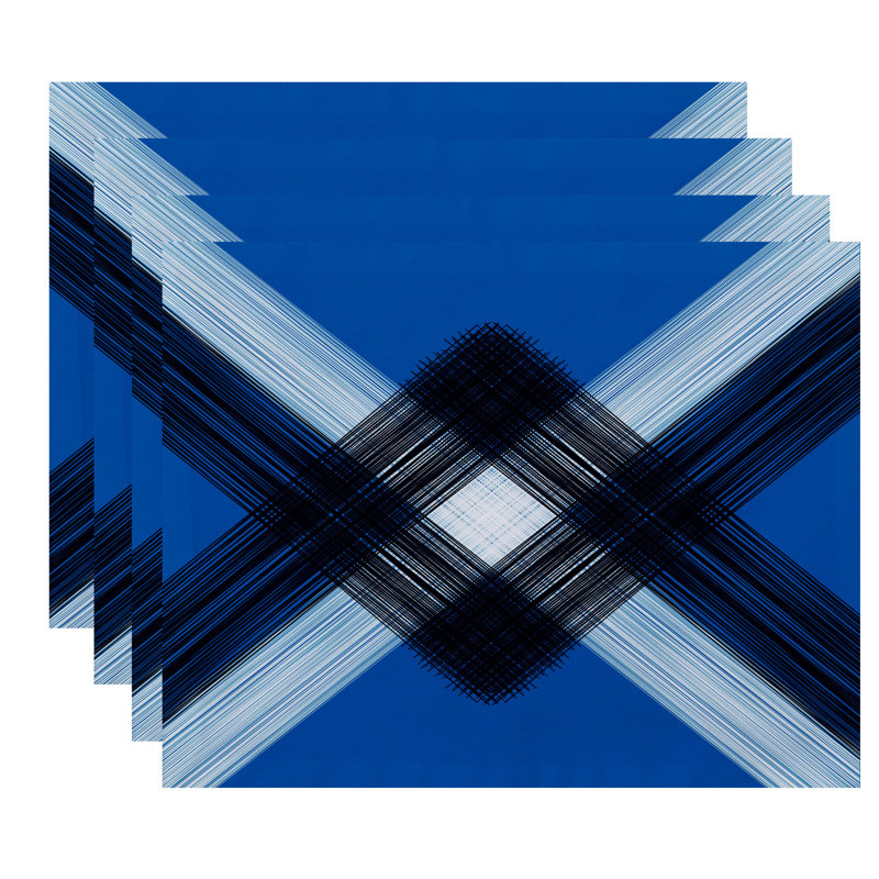 Ensemble de napperon à imprimé de 4 pièces Hancock String, bleu