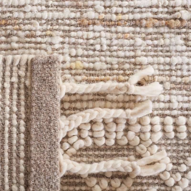 Areionna Hand Woven Wool/Cotton Southwestern Rug in Beige/Ivory, Rectangle 4' x 6'