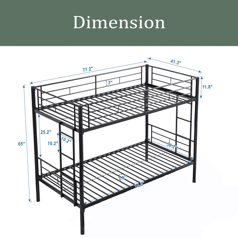 METAL BUNK BED, Black