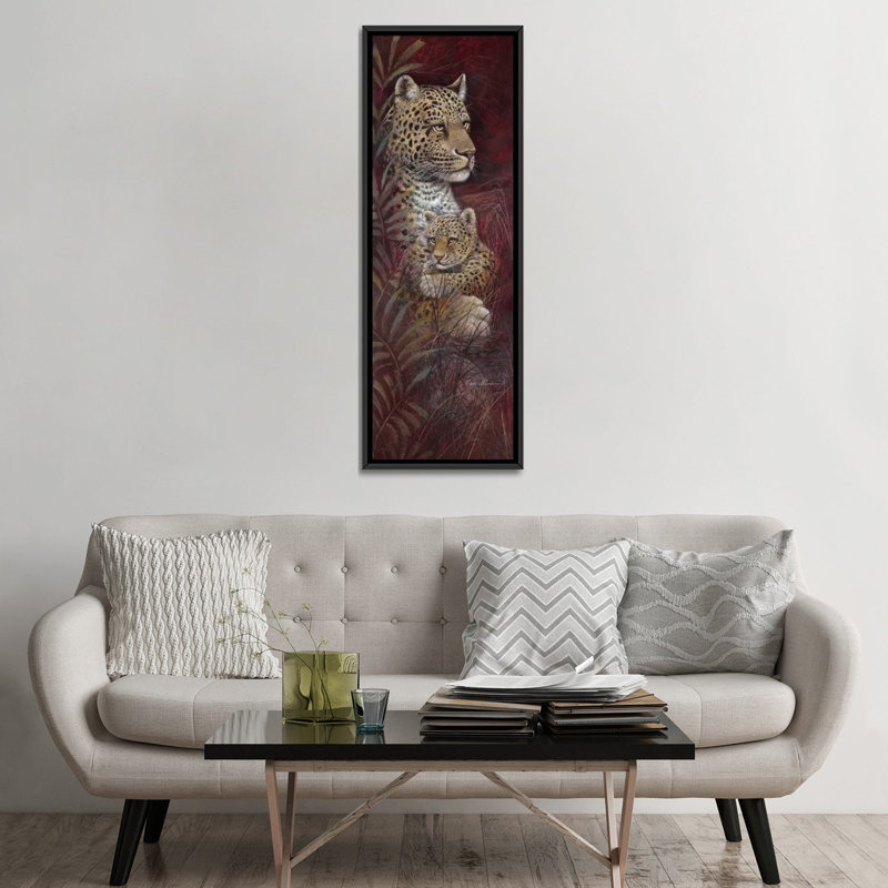 «Maternal Affection», peinture sur toile tendue, H 60 po x l 20 po x P 1,5 po, Toile avec cadre noir